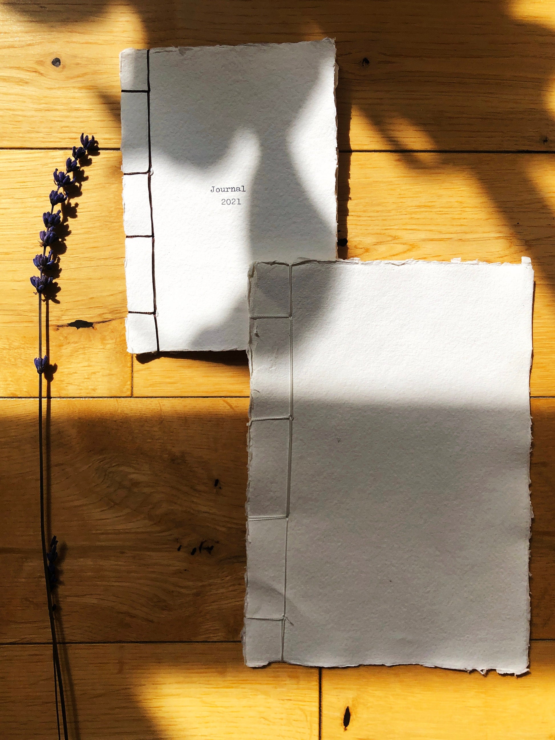 Perfectly-Imperfect Personalised 100% Cotton Rag Handmade Journal with Japanese Binding and Typewritten Cover